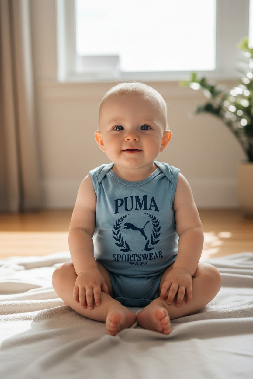 Puma 4-Pack Sleeveless Bodysuits – Blue Multi | Size 6-9M