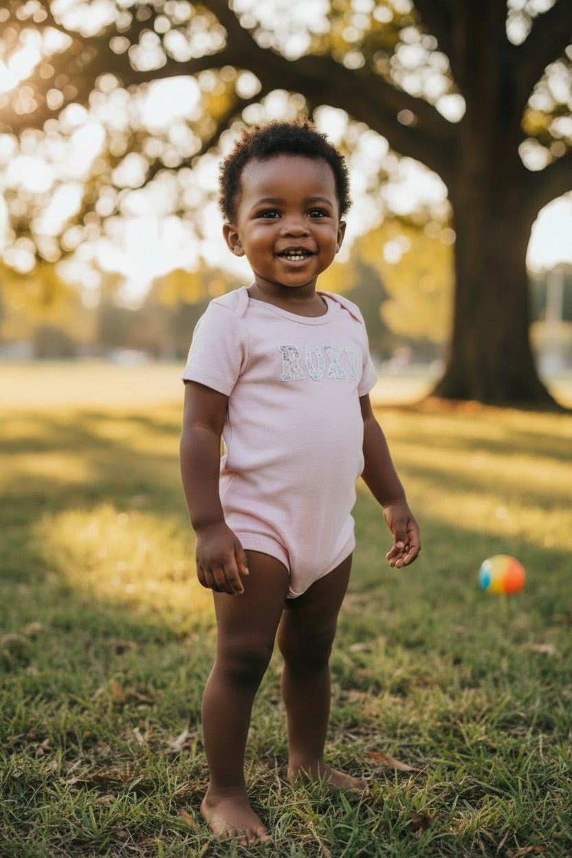 Roxy 3-Piece Bodysuit & Leggings Set – Pink Pastel Print | Size 18M