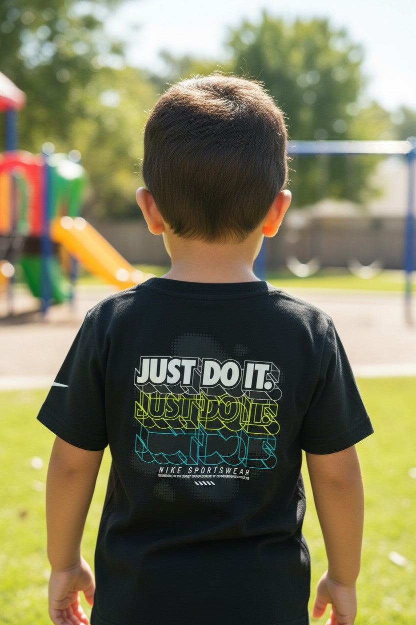 Nike Toddler Graphic T-Shirt – Black Sneaker Stack Tee | Size 3T