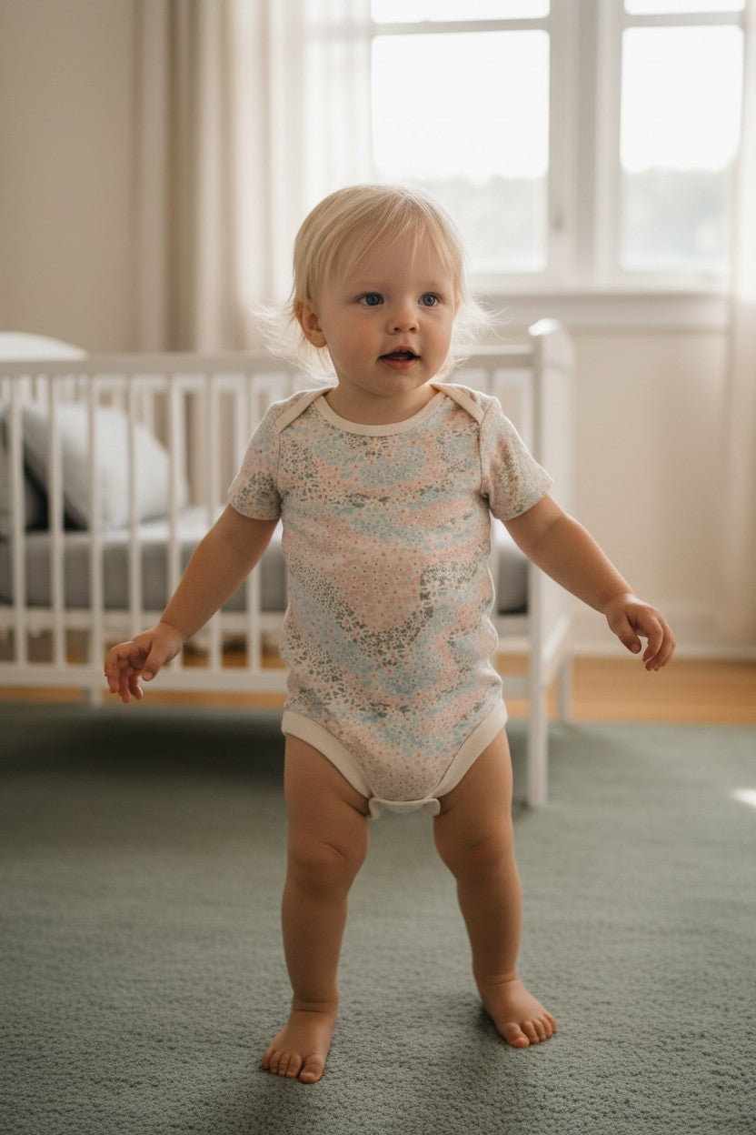 Roxy 3-Piece Bodysuit & Leggings Set – Pink Pastel Print | Size 18M