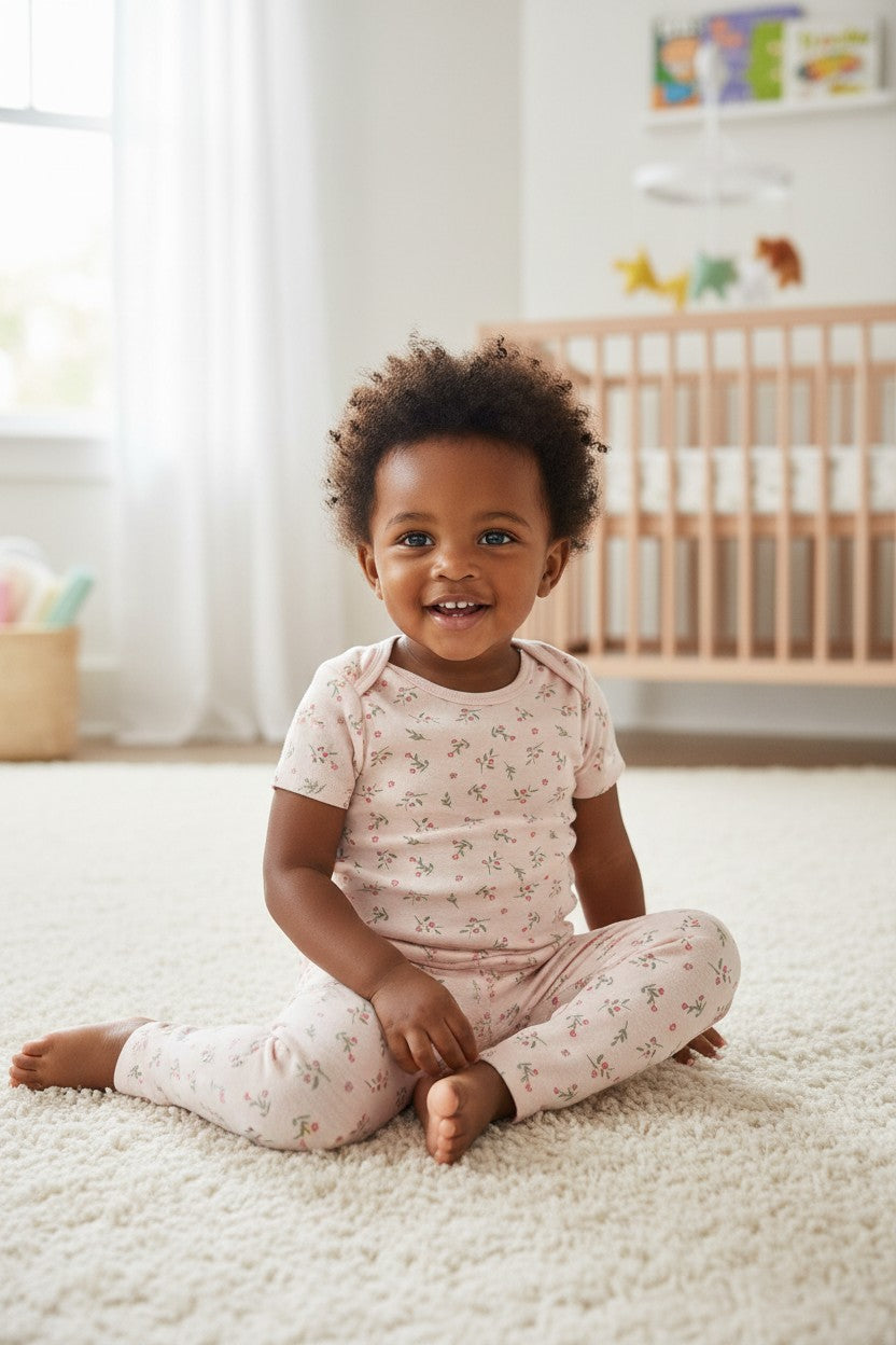 Lucky Brand 3-Piece Floral Bodysuit & Leggings Set – Size 18M