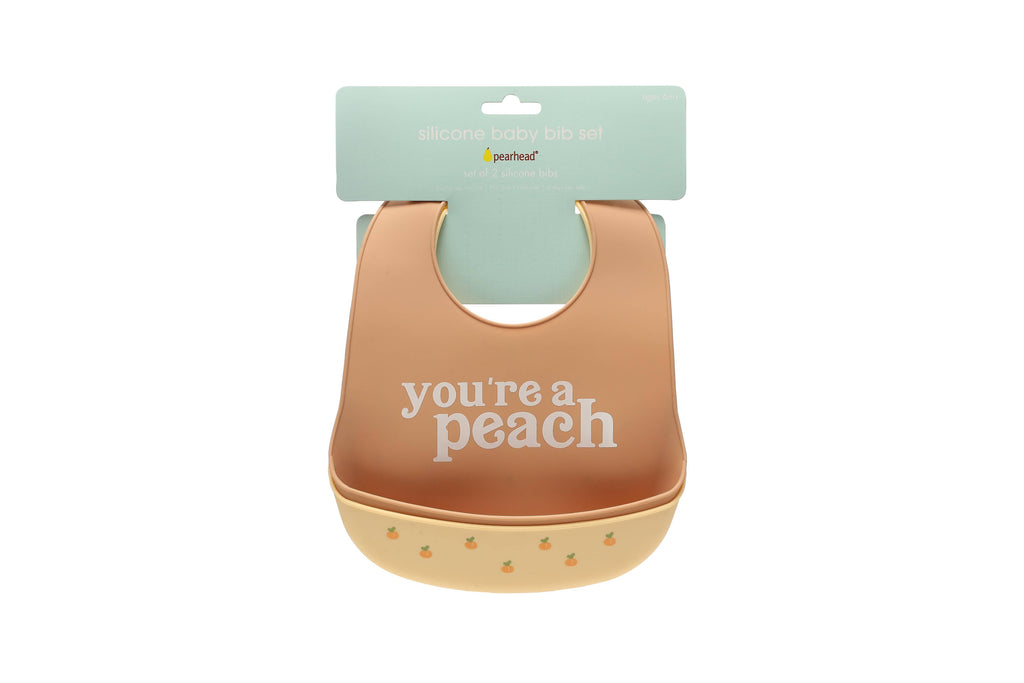 Baby Bib Set, You’re a Peach, Silicone, Set of 2