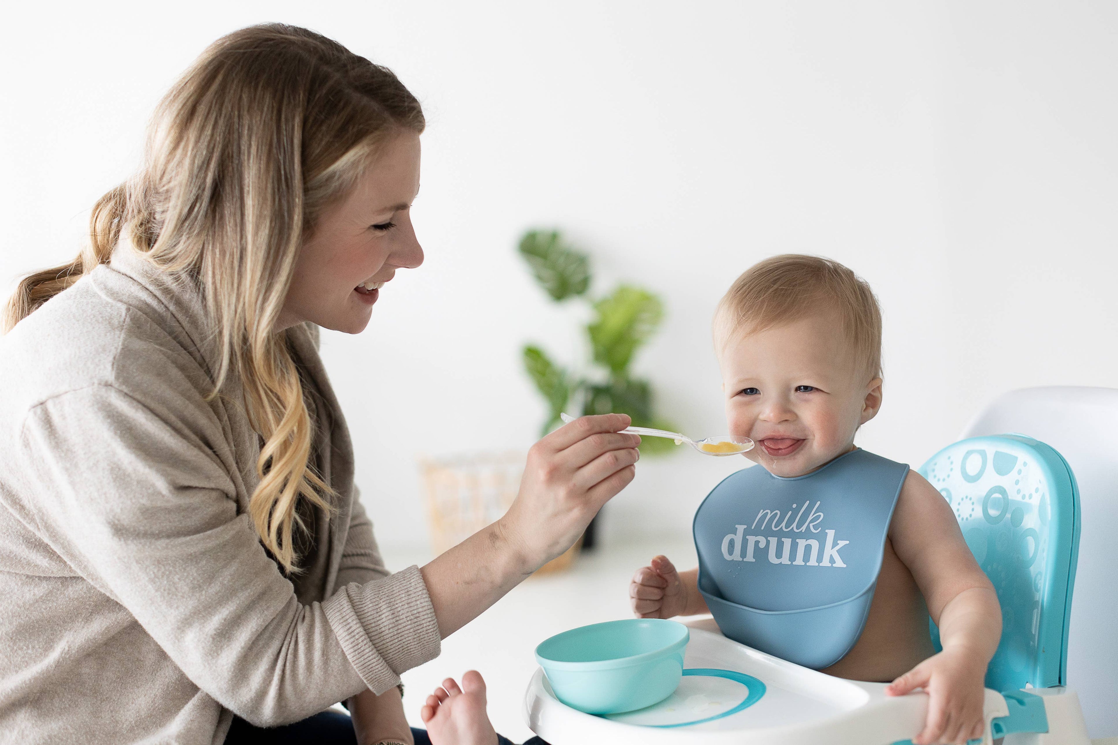 Baby Bib Set, Milk Drunk, Silicone, Set of 2