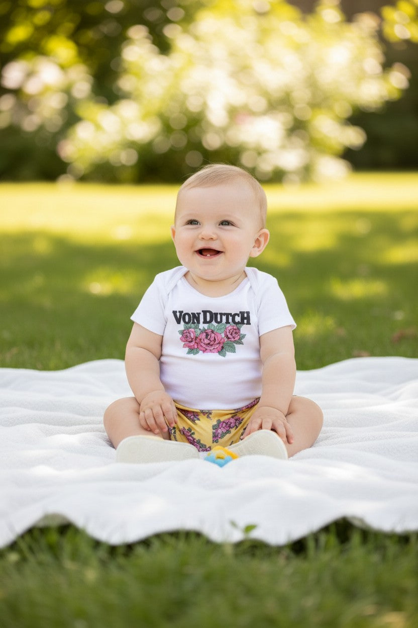 Von Dutch Baby 3-Piece Floral Short Set with Matching Sandals | Size 6M
