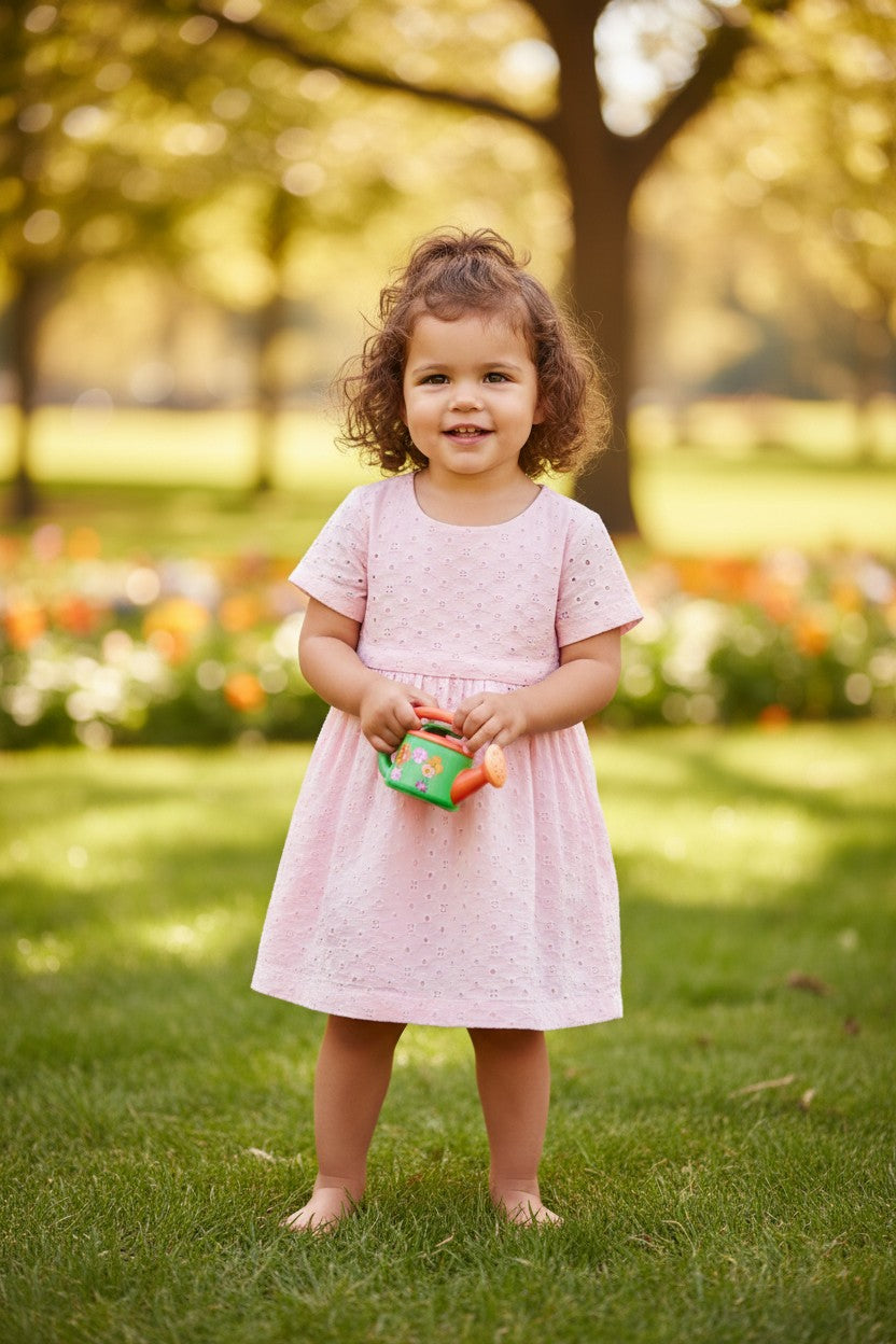 Calvin Klein Jeans Girls Pink Eyelet Dress | Size 3T