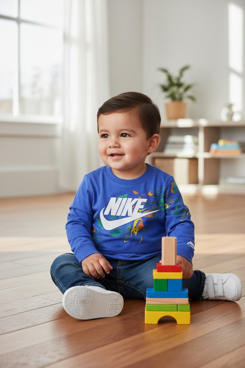 Nike Revealed Futura Long Sleeve Graphic T-Shirt | Blue | 12M