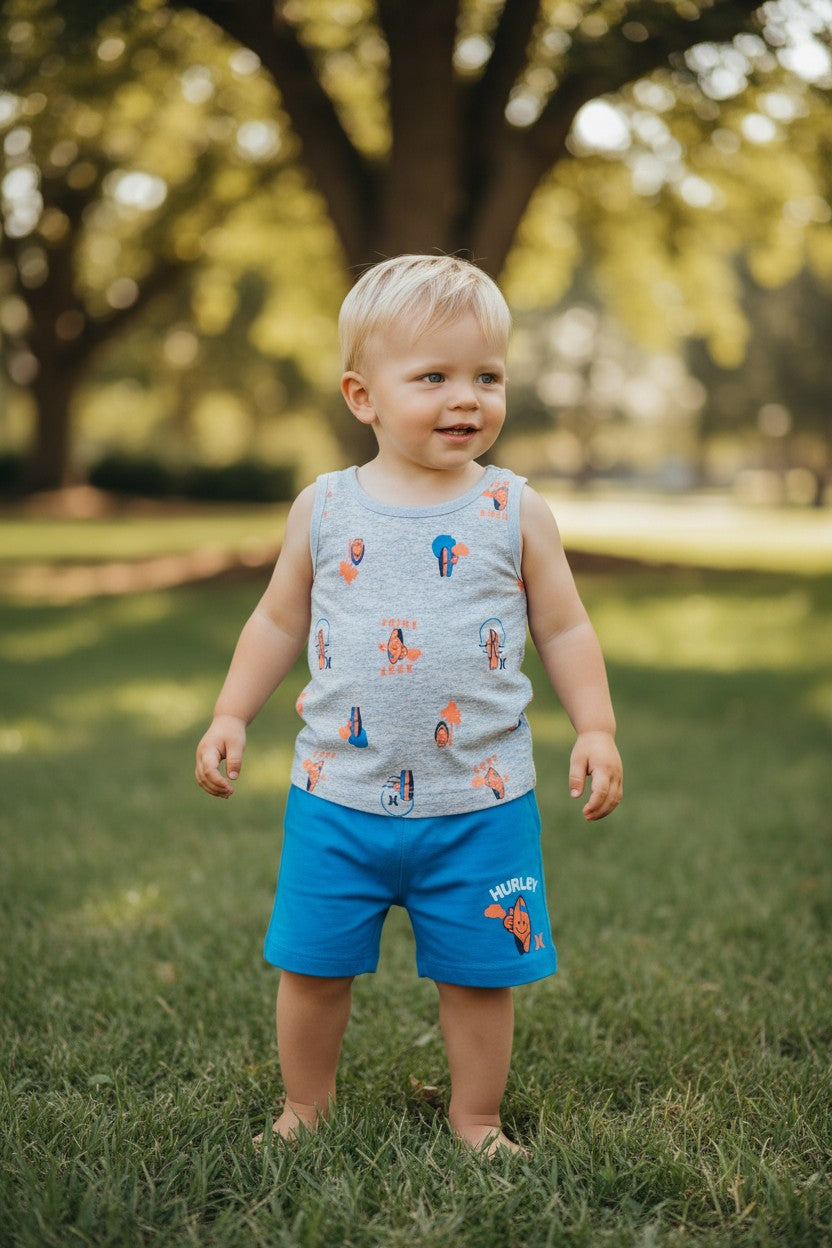 Hurley Baby Boys 2-Piece Surf Tank & Shorts Set | Blue | 12 Months