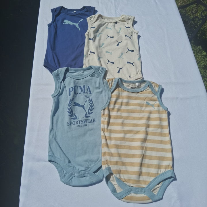 Puma 4-Pack Sleeveless Bodysuits – Blue Multi | Size 6-9M